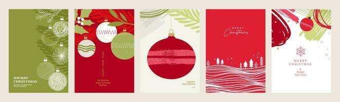 Merry Christmas and Happy New Year greeting card template. Vector illustrations for background, greeting card, party invitation card, website banner, social media banner, marketing material.