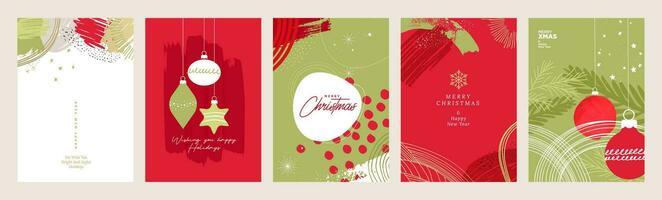 Merry Christmas and Happy New Year greeting cards. Vector illustration concepts for background, greeting card, party invitation card, website banner, social media banner, marketing material.