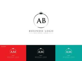 Unique Crown AB Logo Icon, Monogram Ab Circle Letter Logo Vector