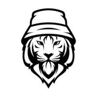 Tiger Bucket Hat Outline vector