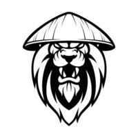 Lion Farmer Hat Outline vector