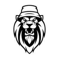 Lion Bucket Hat Outline vector