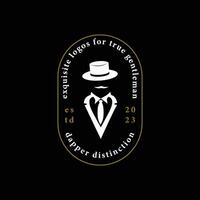 emblem of gentleman logo vintage design, vector of businessman icon, illustration of billionaire modern style