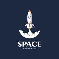 simple vintage spaceship logo, rocket icon vector design, spacecraft template illustration