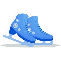 An isolated pair of blue Ice Skates for winter sports. skating competitions. Figure skating. Vector illustration