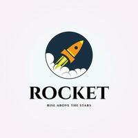 Emblem Rocket Logo, Label of Spaceship Vector Design, Usable for branding, Flat Vector Logo Design Template Element