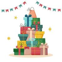 Pile of gift boxes vector