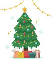 árbol de navidad con cajas de regalo vector