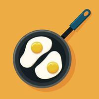 Fried eggs in the pan vector