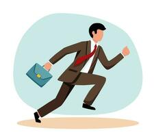 Running businessman with bag vector