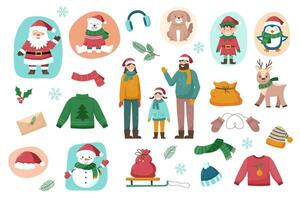 Set of Christmas objects vector