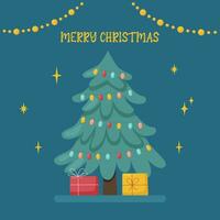 árbol de navidad con cajas de regalo vector
