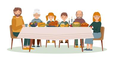 Family at the table. Celebration concept. Family concept. vector