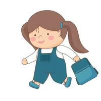 Schoolgirl with backpack vector