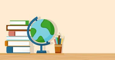 School background with globe and books vector