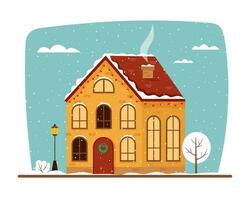 Winter house scenery vector