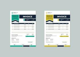 2 color Business invoice template. money bills or price invoices and payment agreement design templates. vector