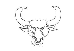 Texas Longhorn line drawing, Western Bull Cattle, Continuous line art, vector illustration
