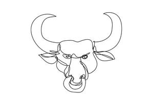 Texas Longhorn line drawing, Western Bull Cattle, Continuous line art, vector illustration