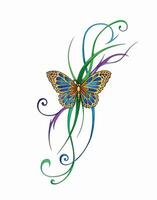 Butterfly tattoo hand painting on paper make graphic vector. vector