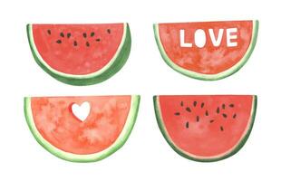 Watercolor watermelon clipart set, summer ripe fruit, Watermelon party vector