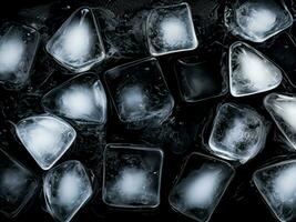 ice cubes on black background photo