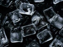 ice cubes on black background photo