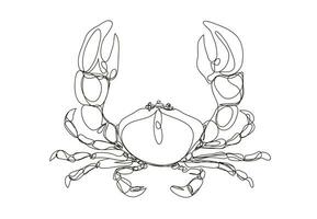 Crab line drawing, Continuous line art, vector illustration