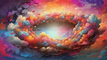 Ai generative, a colorful painting of a vortex with clouds and stars video