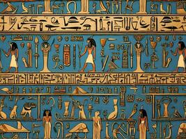 seamless pattern with hieroglyphs, script, egyptian illustration photo