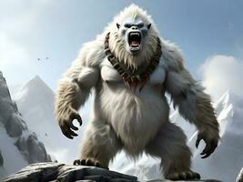 yeti on the mountain illustration photo