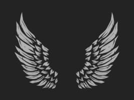 A pair of bird wings. Angel. Vector illustration for tattoo.