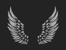 A pair of bird wings. Angel. Vector illustration for tattoo.