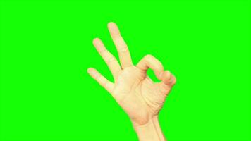 Hand showing on green screen video