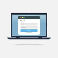 Log in interface on the laptop screen vector