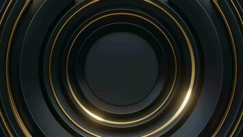 Circle Geometric gold black background, with stripe glowing line animation, 4k resolution. video