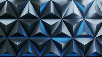 een blauw en zwart achtergrond met driehoeken, vegen licht, rand licht blauw kleur, 4k oplossing, lusvormige video