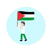 hombre participación Palestina bandera vector