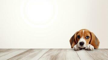 Beagle dog, background with copy space. Generative AI photo