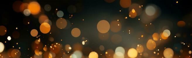 Bright festive bokeh, panoramic background - AI generated image photo
