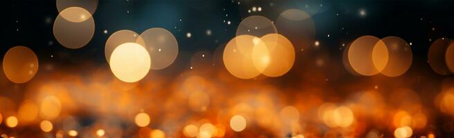 Bright festive bokeh, panoramic background - AI generated image photo