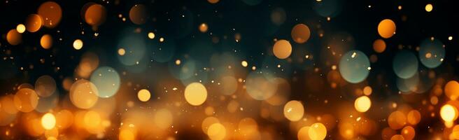 Bright festive bokeh, panoramic background - AI generated image photo