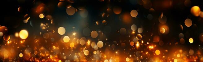 Bright festive bokeh, panoramic background - AI generated image photo