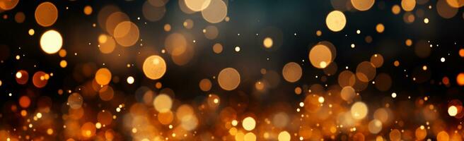 Bright festive bokeh, panoramic background - AI generated image photo