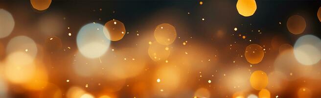 Bright festive bokeh, panoramic background - AI generated image photo
