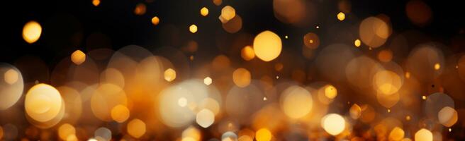 Bright festive bokeh, panoramic background - AI generated image photo