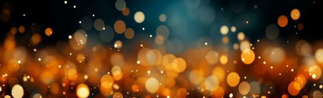 Bright festive bokeh, panoramic background - AI generated image photo