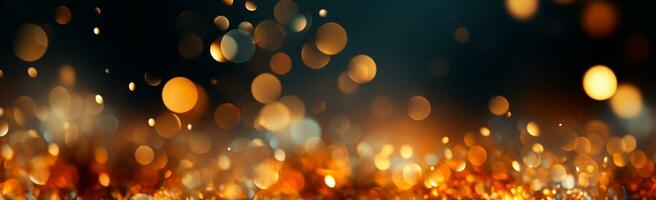 Bright festive bokeh, panoramic background - AI generated image photo