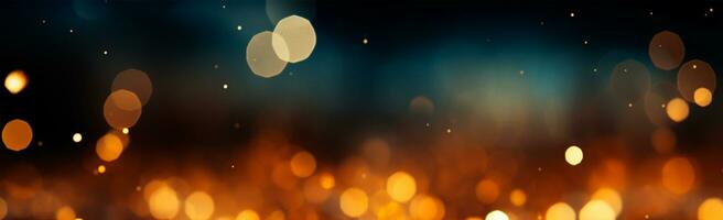 Bright festive bokeh, panoramic background - AI generated image photo