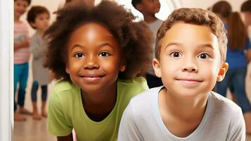 niños a un museo, amplio - ojos y curioso, cada artefacto un puerta a conocimiento. generativo ai foto